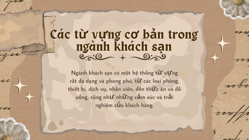 Các từ vựng cơ bản trong ngành khách sạn